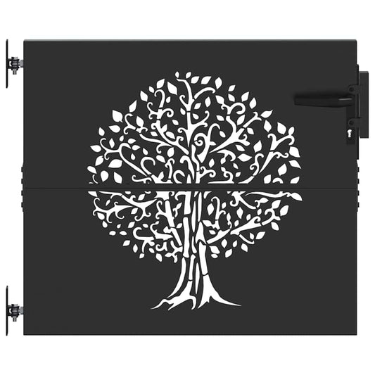 Gartentor, Gartenzaun 85x75 cm Cortenstahl Baumdesign Schwarz