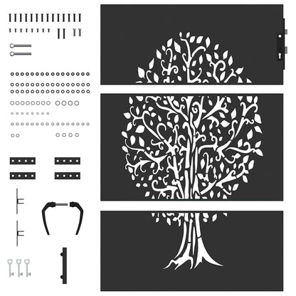 Gartentor, Gartenzaun 85x75 cm Cortenstahl Baumdesign Schwarz