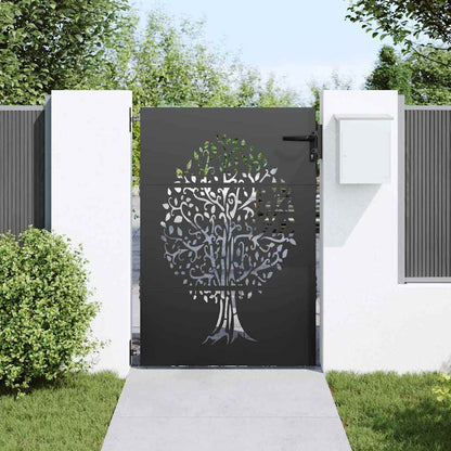 Gartentor, Gartenzaun 85x75 cm Cortenstahl Baumdesign Schwarz