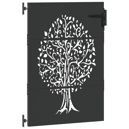 Gartentor, Gartenzaun 85x75 cm Cortenstahl Baumdesign Schwarz