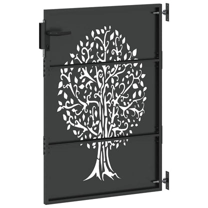 Gartentor, Gartenzaun 85x75 cm Cortenstahl Baumdesign Schwarz