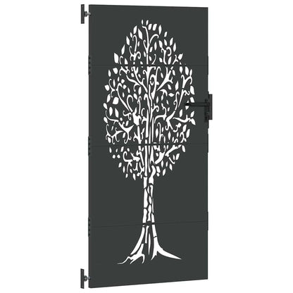 Gartentor, Gartenzaun 85x75 cm Cortenstahl Baumdesign Schwarz
