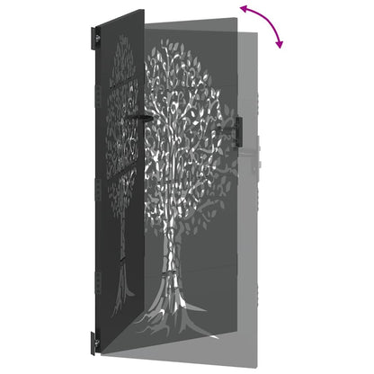 Gartentor, Gartenzaun 85x75 cm Cortenstahl Baumdesign Schwarz