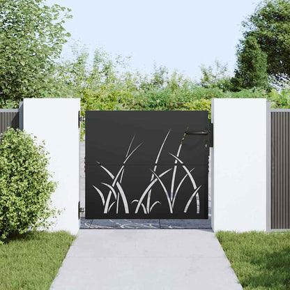 Gartentor Schwarz 105 x 100 cm Pulverbeschichteter Stahl