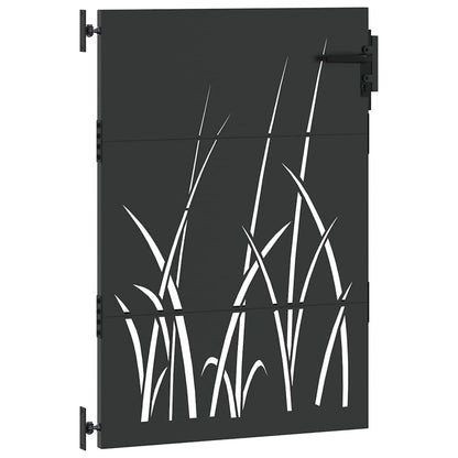 Gartentor, Gartentor 85x150 cm Cortenstahl Grasdesign Schwarz