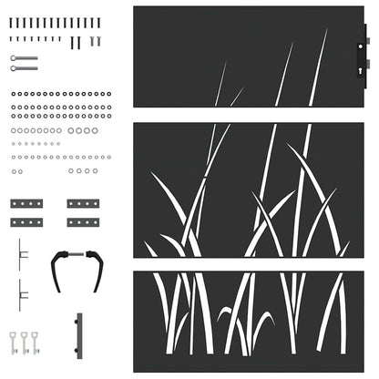 Gartentor, Gartentor 85x150 cm Cortenstahl Grasdesign Schwarz