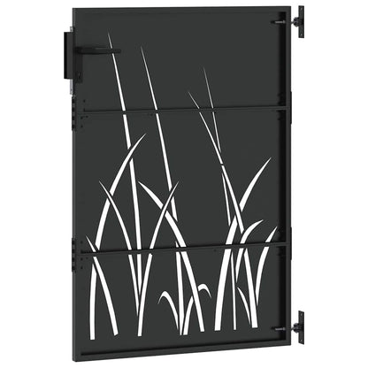 Gartentor, Gartentor 85x150 cm Cortenstahl Grasdesign Schwarz