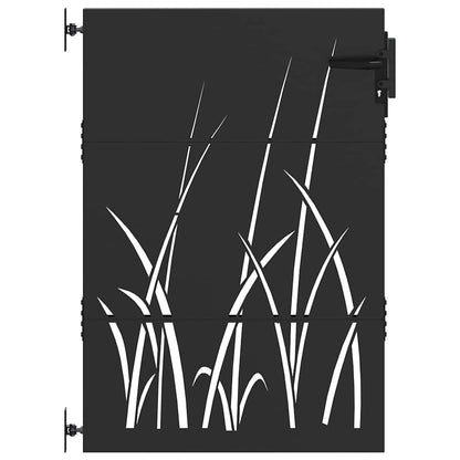 Gartentor, Gartentor 85x150 cm Cortenstahl Grasdesign Schwarz