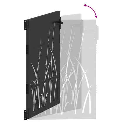 Gartentor, Gartentor 85x150 cm Cortenstahl Grasdesign Schwarz