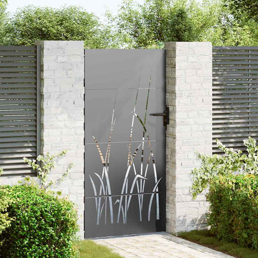 Gartentor, Gartentor 85x150 cm Cortenstahl Grasdesign Schwarz