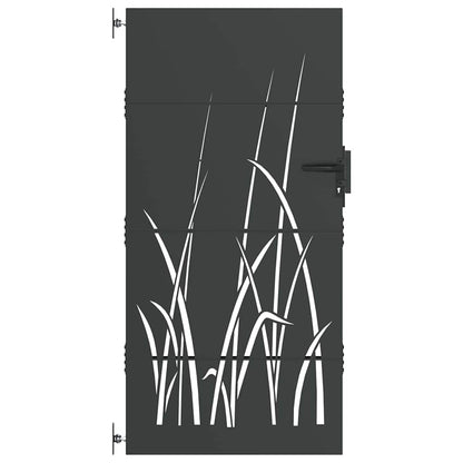 Gartentor, Gartentor 85x150 cm Cortenstahl Grasdesign Schwarz