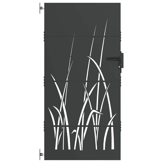 Gartentor, Gartentor 85x150 cm Cortenstahl Grasdesign Schwarz