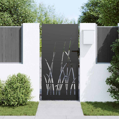 Gartentor, Gartentor 85x150 cm Cortenstahl Grasdesign Schwarz