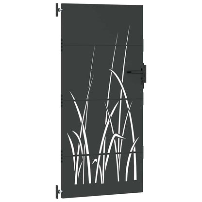 Gartentor, Gartentor 85x150 cm Cortenstahl Grasdesign Schwarz