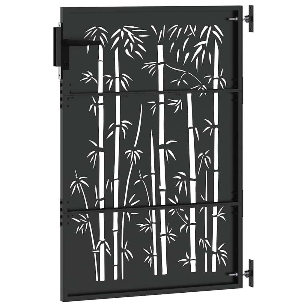 Gartentor Schwarz 105 x 150 cm Pulverbeschichteter Stahl