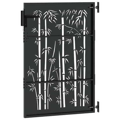 Gartentor Schwarz 105 x 150 cm Pulverbeschichteter Stahl