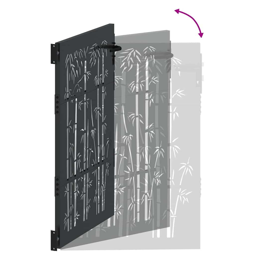 Gartentor Schwarz 105 x 150 cm Pulverbeschichteter Stahl