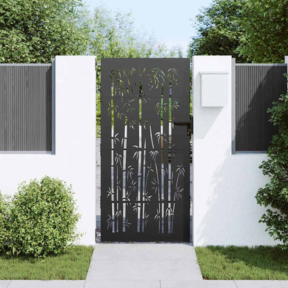 Gartentor Schwarz 105 x 200 cm Pulverbeschichteter Stahl