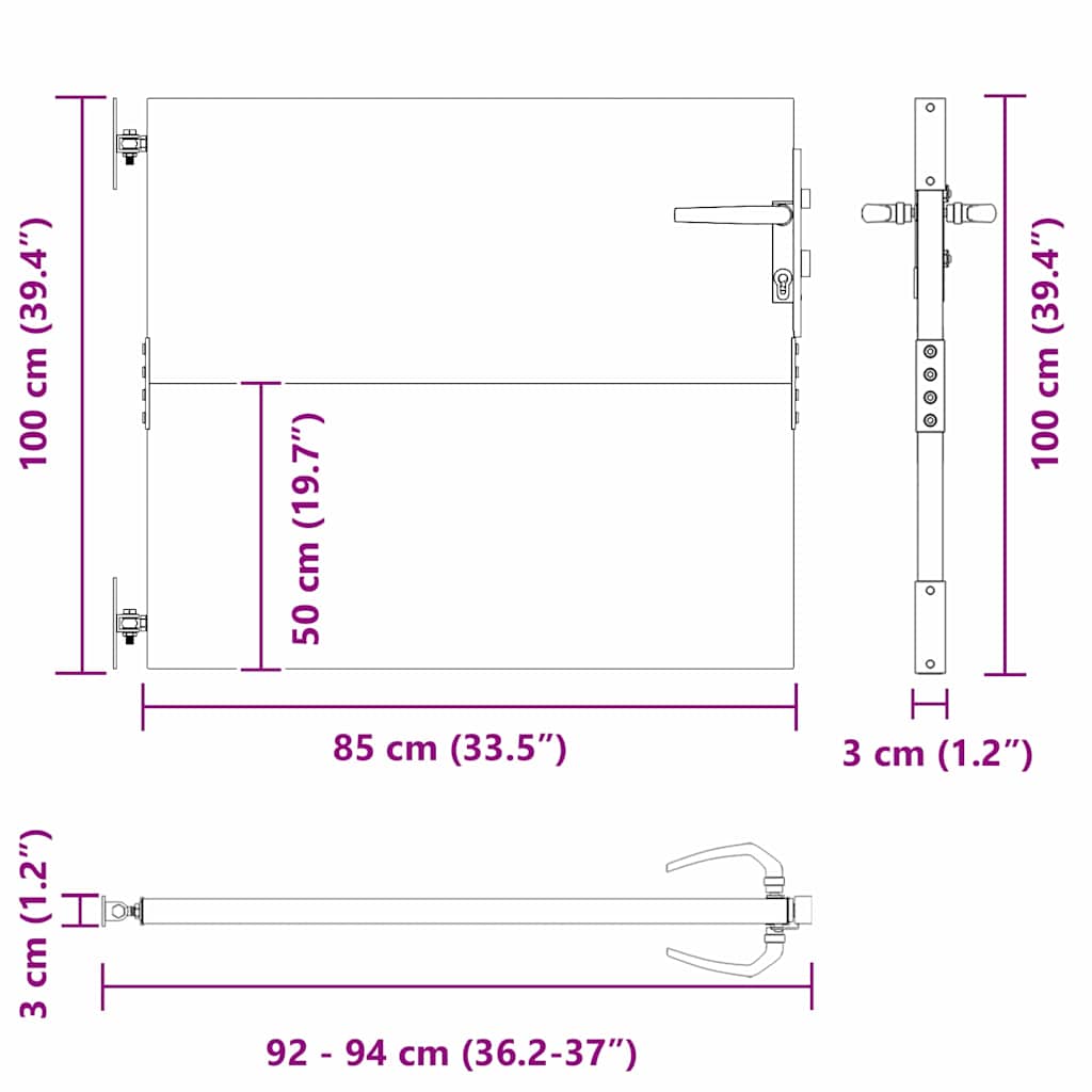 Gartentor Schwarz 105 x 100 cm Pulverbeschichteter Stahl