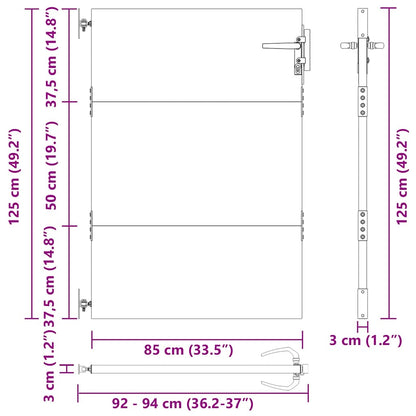 Gartentor Schwarz 105 x 125 cm Pulverbeschichteter Stahl