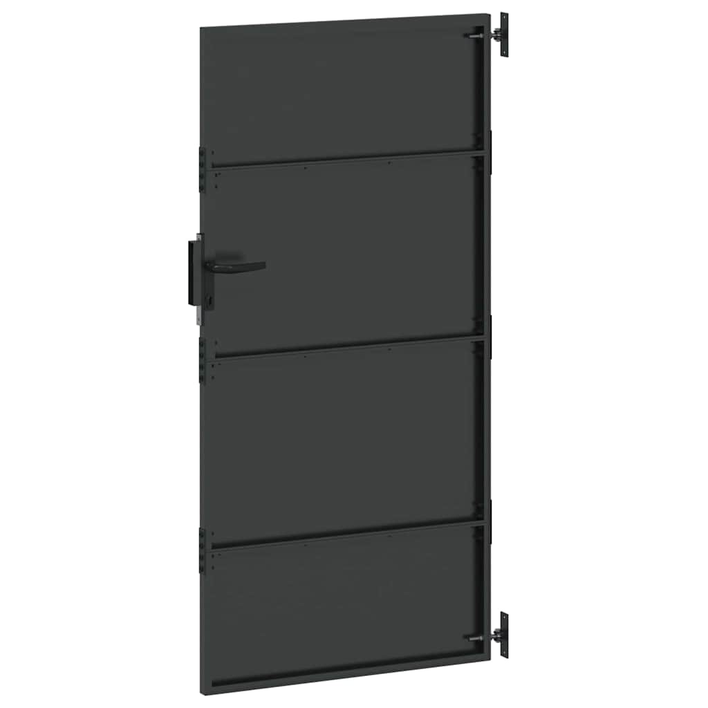 Gartentor Schwarz 105 x 175 cm Pulverbeschichteter Stahl