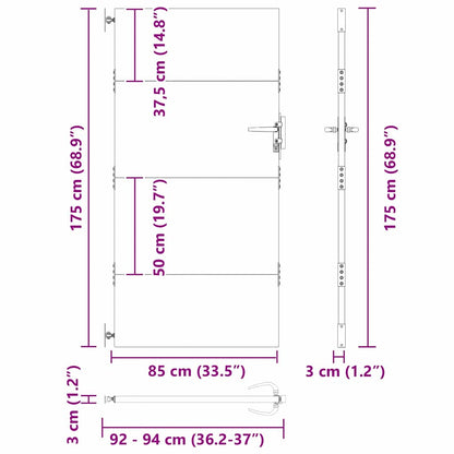 Gartentor Schwarz 105 x 175 cm Pulverbeschichteter Stahl