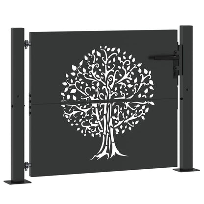 Gartentor Schwarz 105 x 100 cm Pulverbeschichteter Stahl