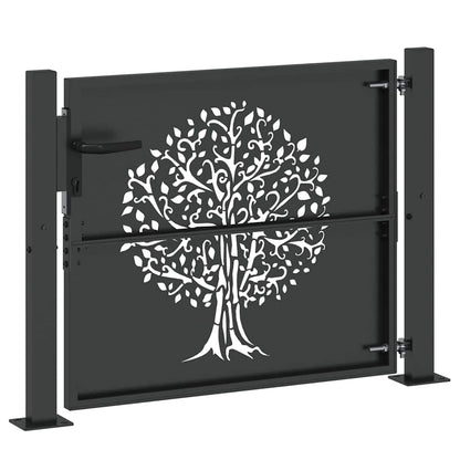 Gartentor Schwarz 105 x 100 cm Pulverbeschichteter Stahl