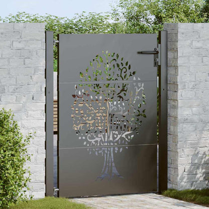 Gartentor, Gartentor 105x75 cm Cortenstahl Baumdesign Schwarz