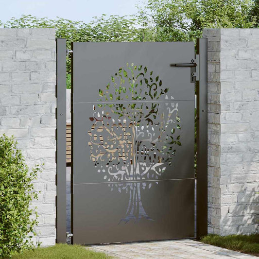 Gartentor, Gartentor 105x75 cm Cortenstahl Baumdesign Schwarz