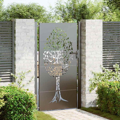 Gartentor, Gartentor 105x75 cm Cortenstahl Baumdesign Schwarz