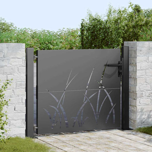 Gartentor Schwarz 105 x 100 cm Pulverbeschichteter Stahl