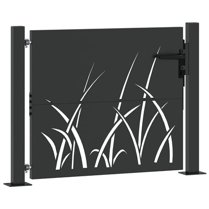 Gartentor Schwarz 105 x 100 cm Pulverbeschichteter Stahl
