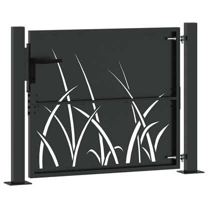 Gartentor Schwarz 105 x 100 cm Pulverbeschichteter Stahl