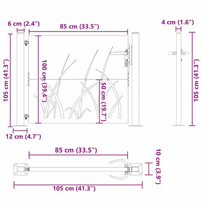 Gartentor Schwarz 105 x 100 cm Pulverbeschichteter Stahl