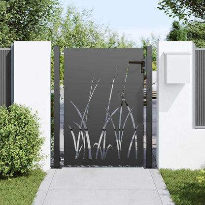 Gartentor, Gartentor 105x75 cm Cortenstahl Gras Design Schwarz