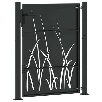 Gartentor, Gartentor 105x75 cm Cortenstahl Gras Design Schwarz