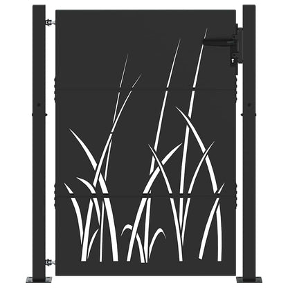 Gartentor, Gartentor 105x75 cm Cortenstahl Gras Design Schwarz