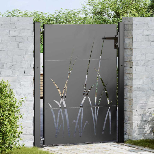 Gartentor, Gartentor 105x75 cm Cortenstahl Gras Design Schwarz
