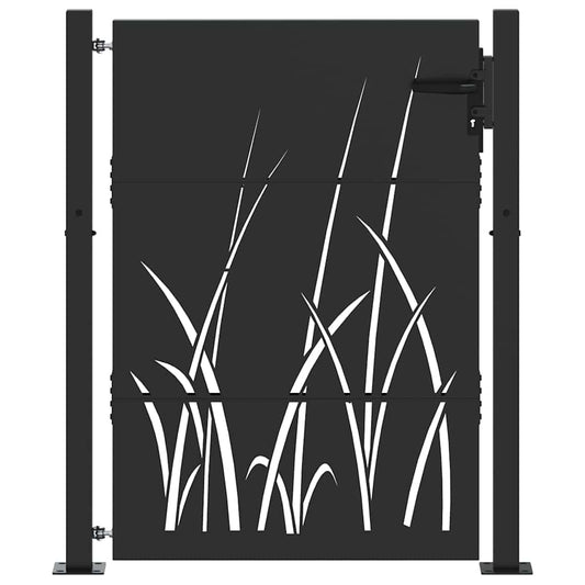 Gartentor, Gartentor 105x75 cm Cortenstahl Gras Design Schwarz