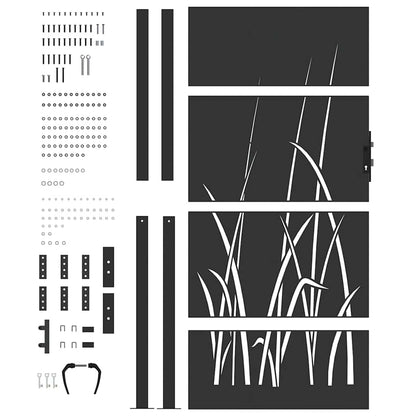 Gartentor, Gartentor 105x75 cm Cortenstahl Gras Design Schwarz
