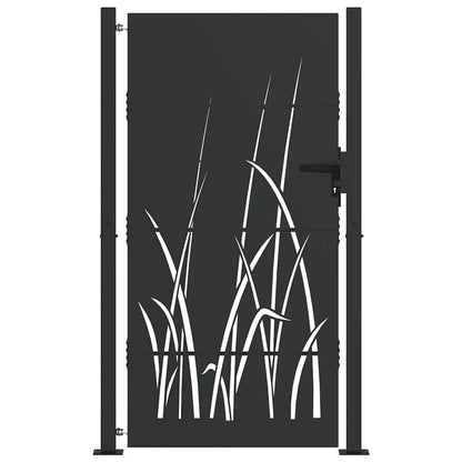 Gartentor, Gartentor 105x75 cm Cortenstahl Gras Design Schwarz