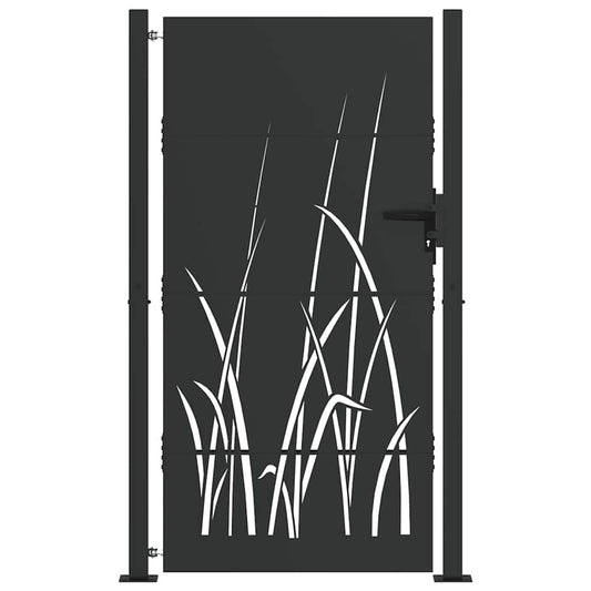 Gartentor, Gartentor 105x75 cm Cortenstahl Gras Design Schwarz