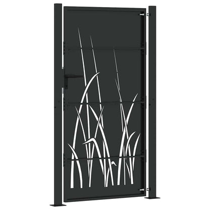 Gartentor, Gartentor 105x75 cm Cortenstahl Gras Design Schwarz