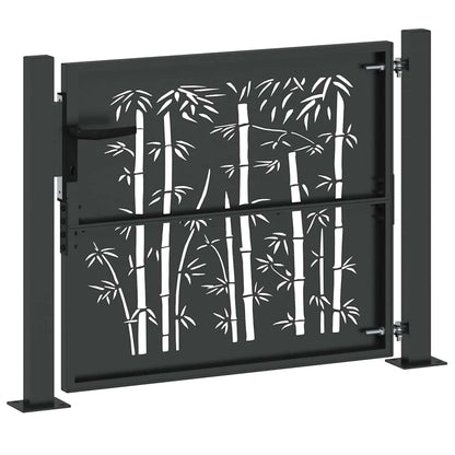 Gartentor, Gartenzaun 105x75 cm Cortenstahl Bambus Design