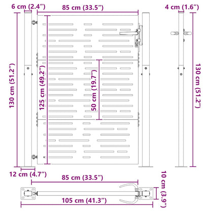 Gartentor, Gartentor 105x75 cm Cortenstahl quadratisches Design