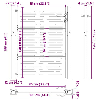 Gartentor, Gartentor 105x75 cm Cortenstahl quadratisches Design