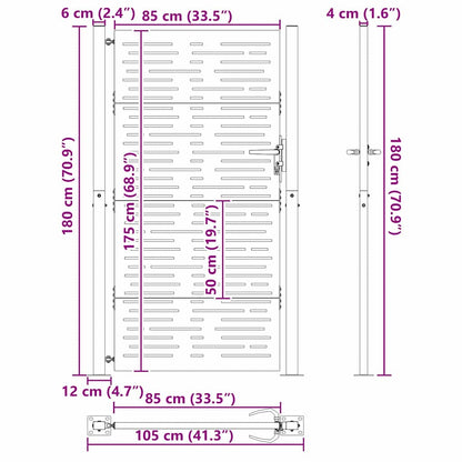 Gartentor, Gartentor 105x75 cm Cortenstahl quadratisches Design