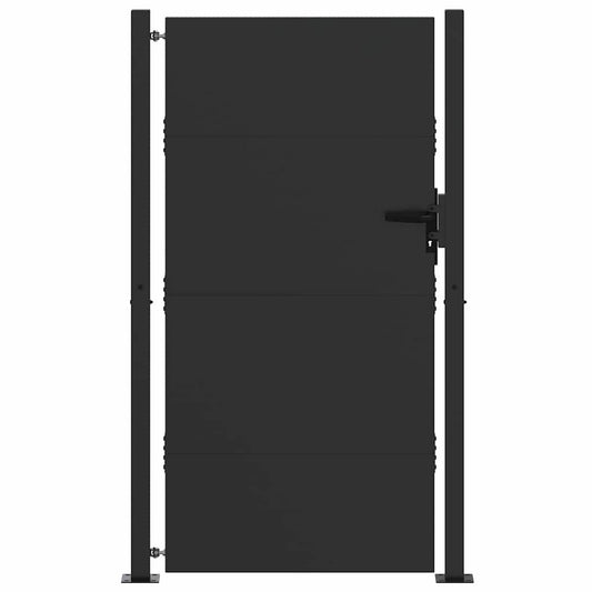 Gartentor Schwarz 105 x 175 cm Pulverbeschichteter Stahl