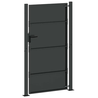 Gartentor Schwarz 105 x 200 cm Pulverbeschichteter Stahl